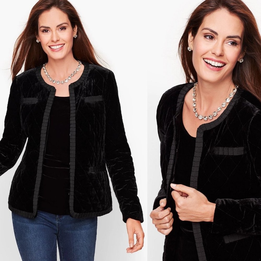 🖤 Talbots Black Quilted Velvet Jacket 3X